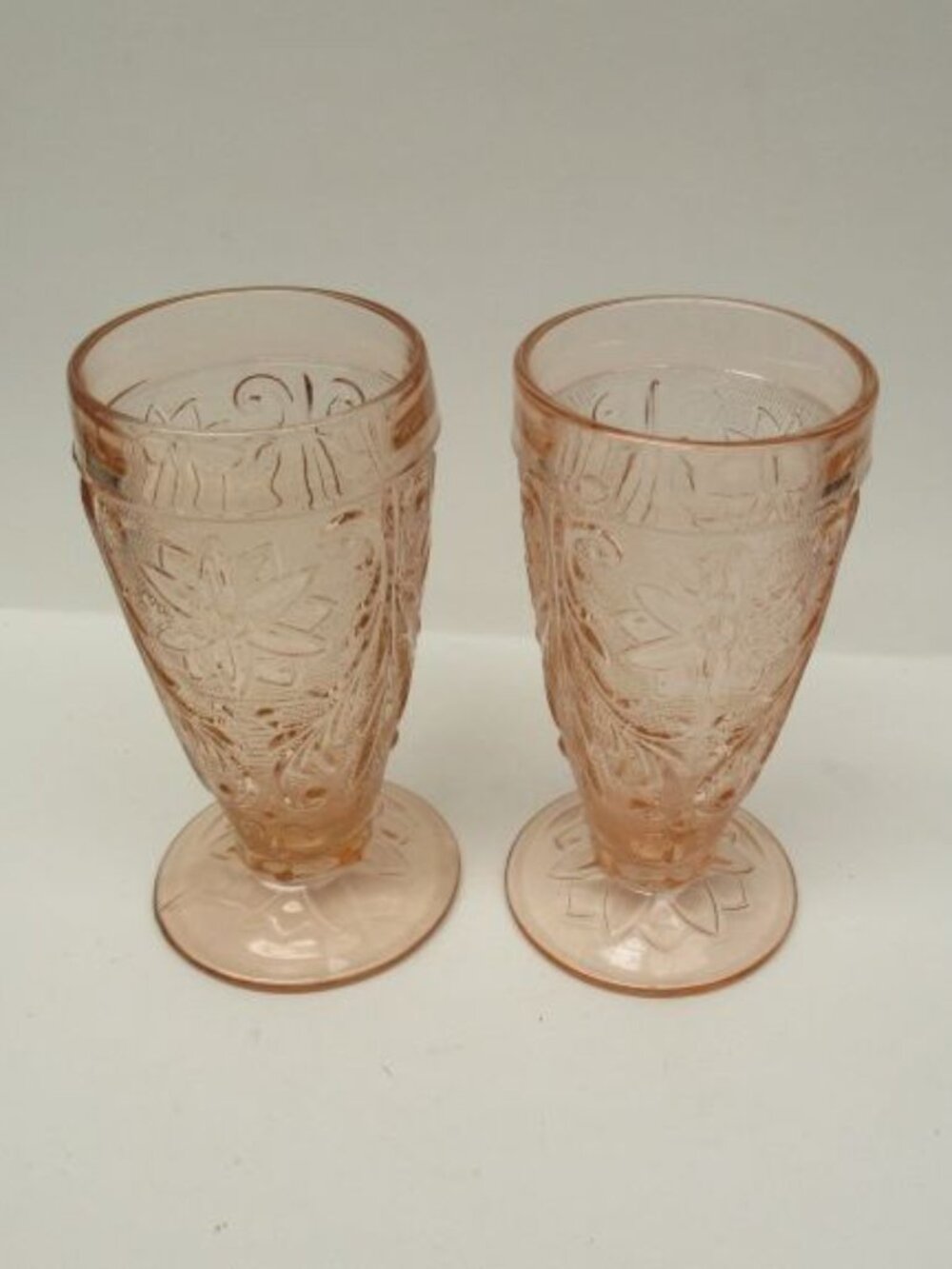 2 - Tiara Pink Indiana SANDWICH 6 1/4 Inch High Ice Tea Tumblers